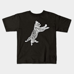 Dancing white doodle cat Kids T-Shirt